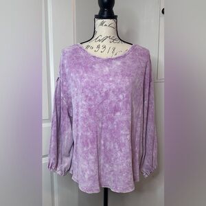 Anthropologie Pilcro Purple Distressed Waffle Knit Top